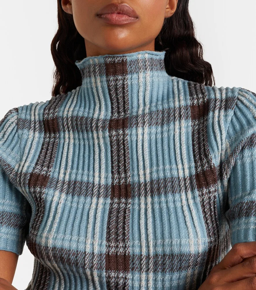 Рубашка из шерстяной смеси в клетку Kosa Acne Studios, синий — фото 4