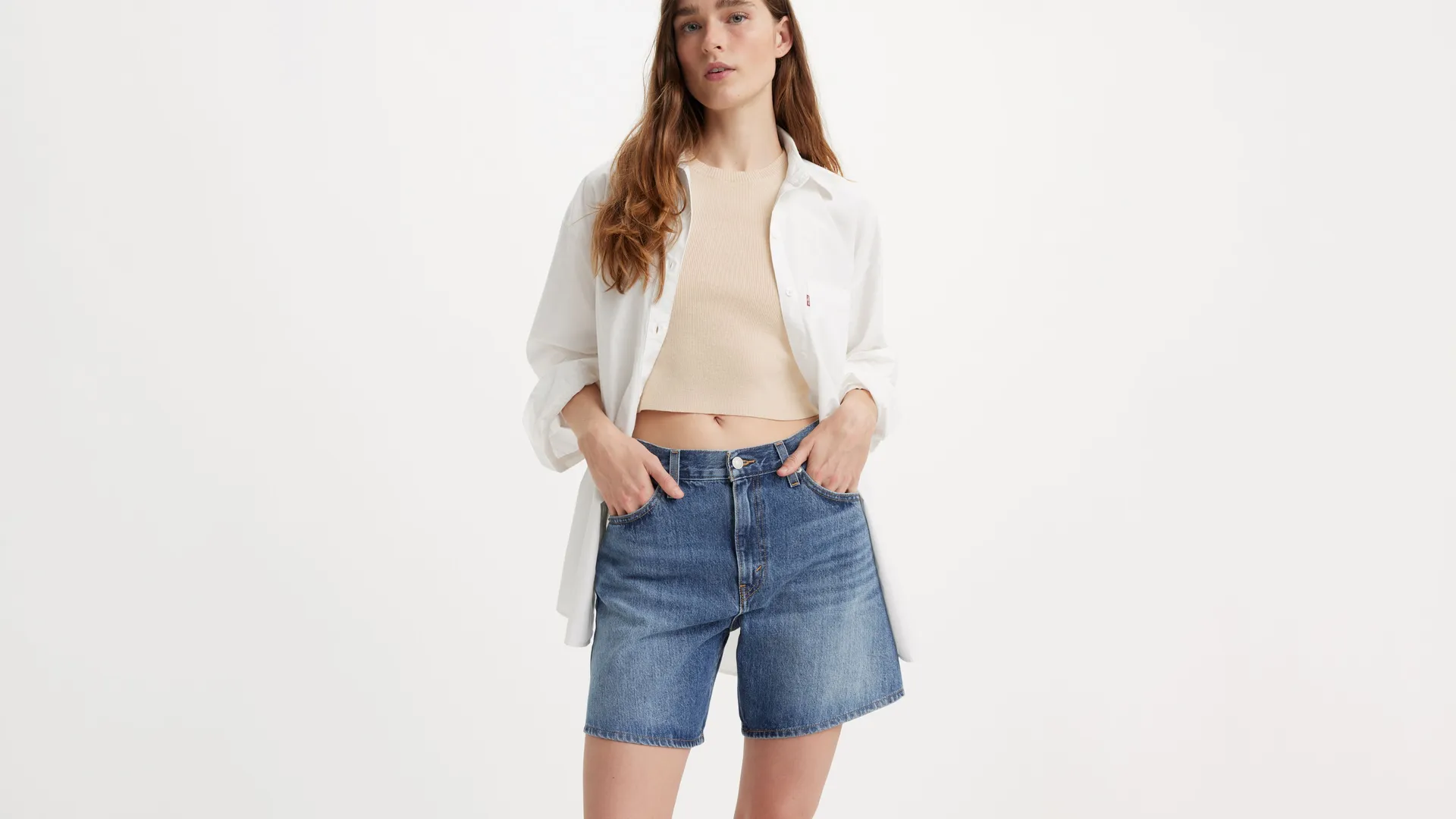 Мешковатые женские шорты с высокой посадкой Levi's, цвет Memory Short - Medium Wash — фото 2