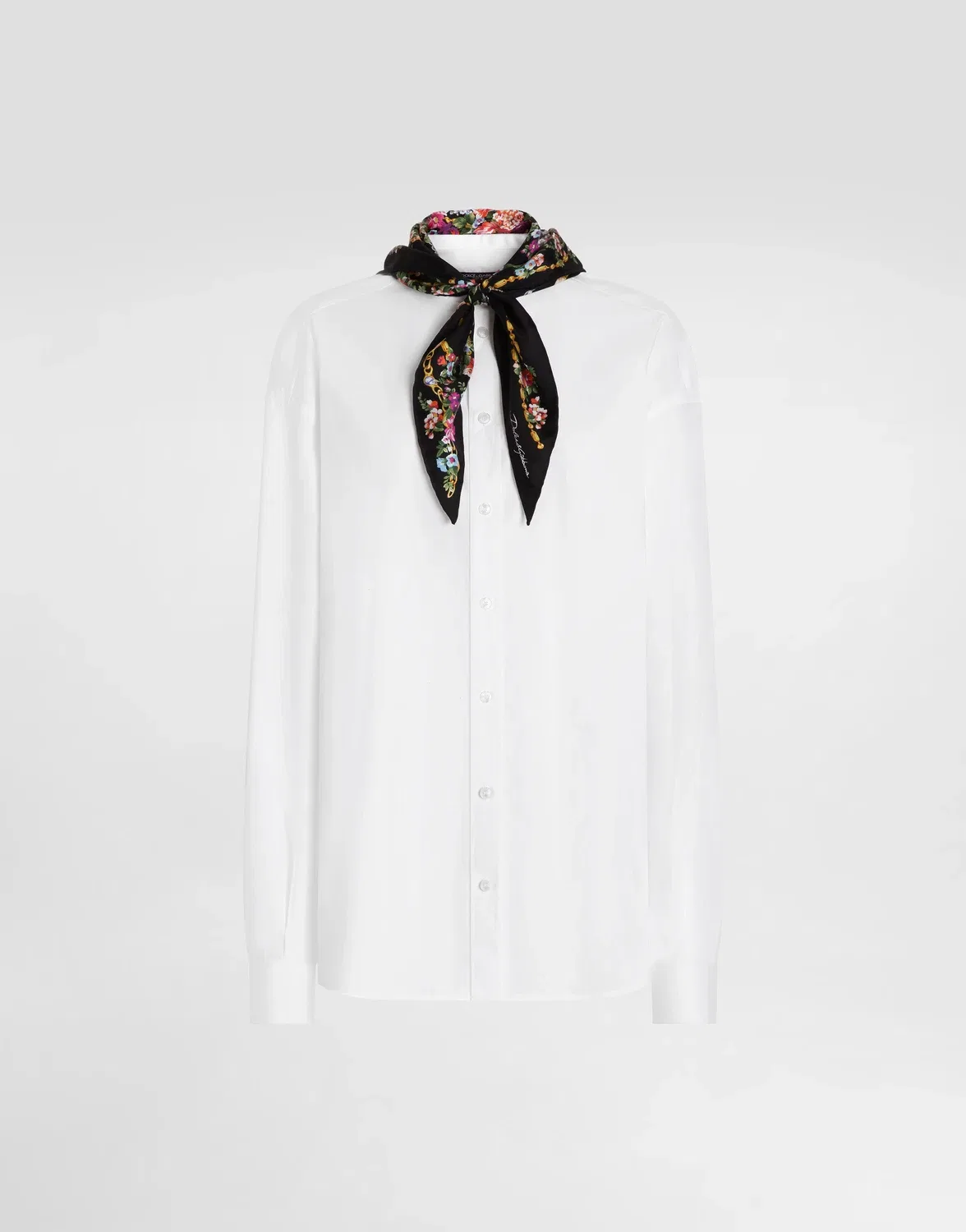 Рубашка из поплина с шелковым платком DOLCE & GABBANA, белый