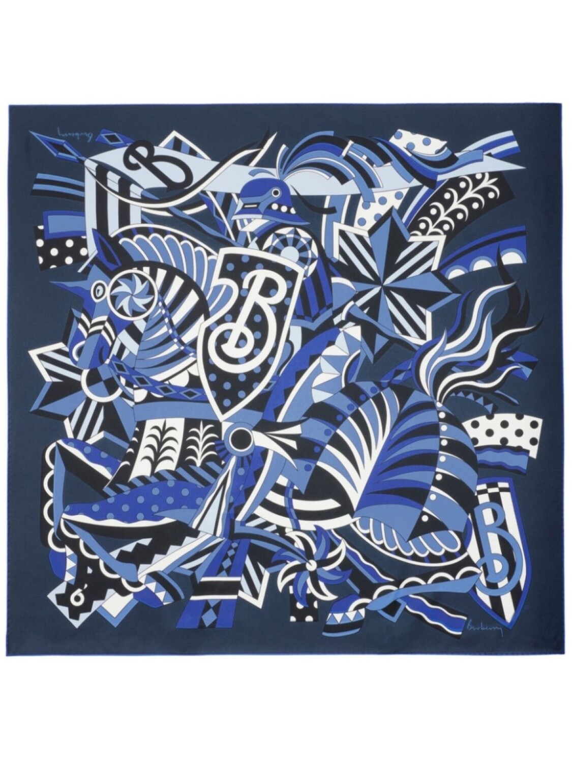 

Шелковый шарф Carousel EKD Burberry, синий