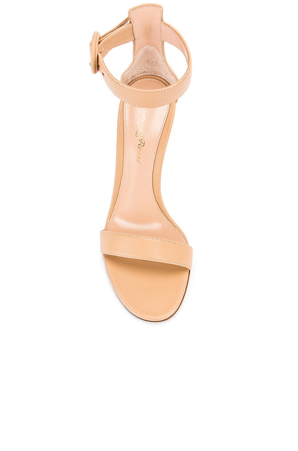Кожаные туфли-портофино на каблуке Gianvito Rossi, цвет Nude — фото 4
