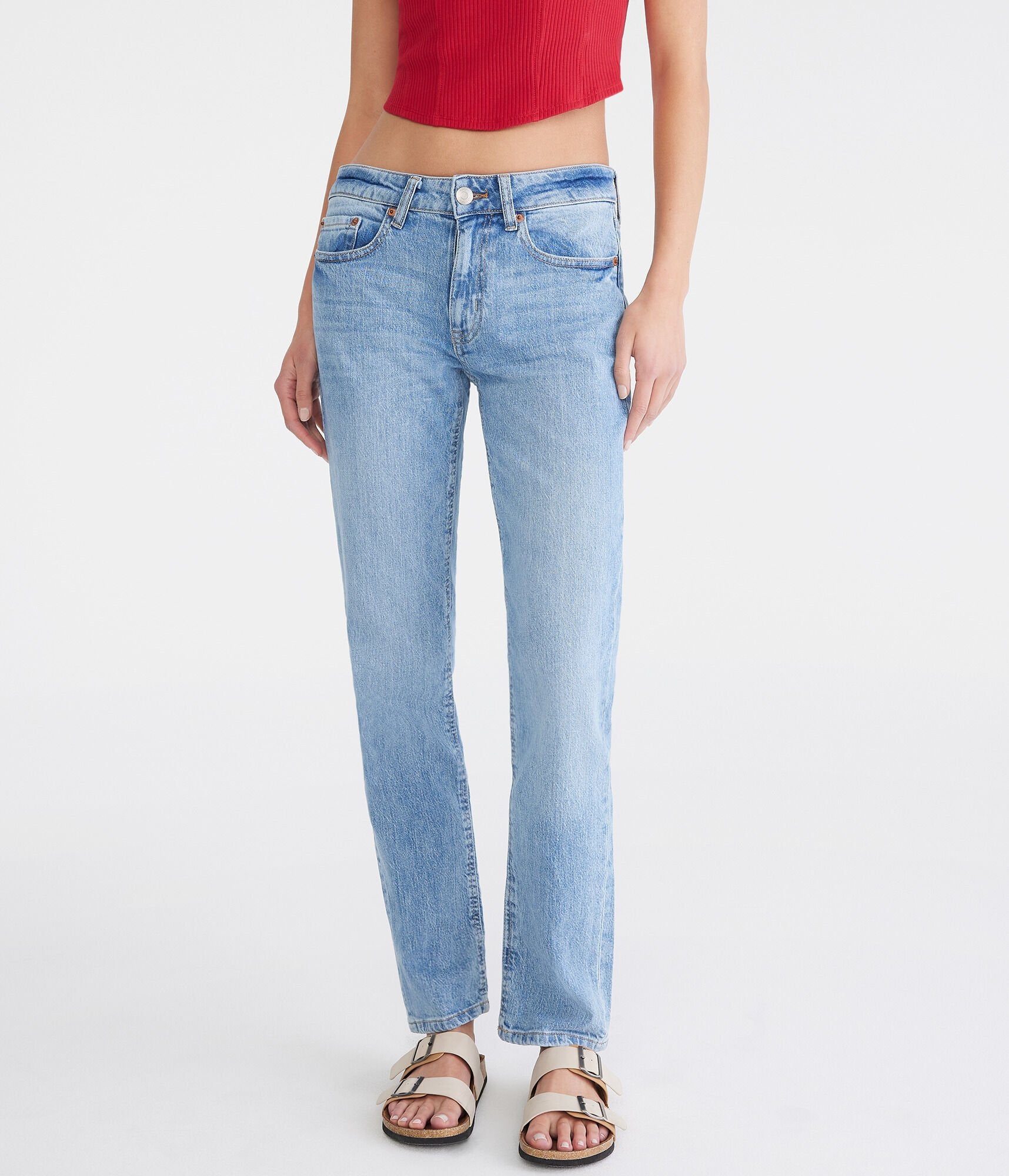 

Aeropostale Джинсы прямого кроя средней посадки в винтажном стиле, цвет medium wash