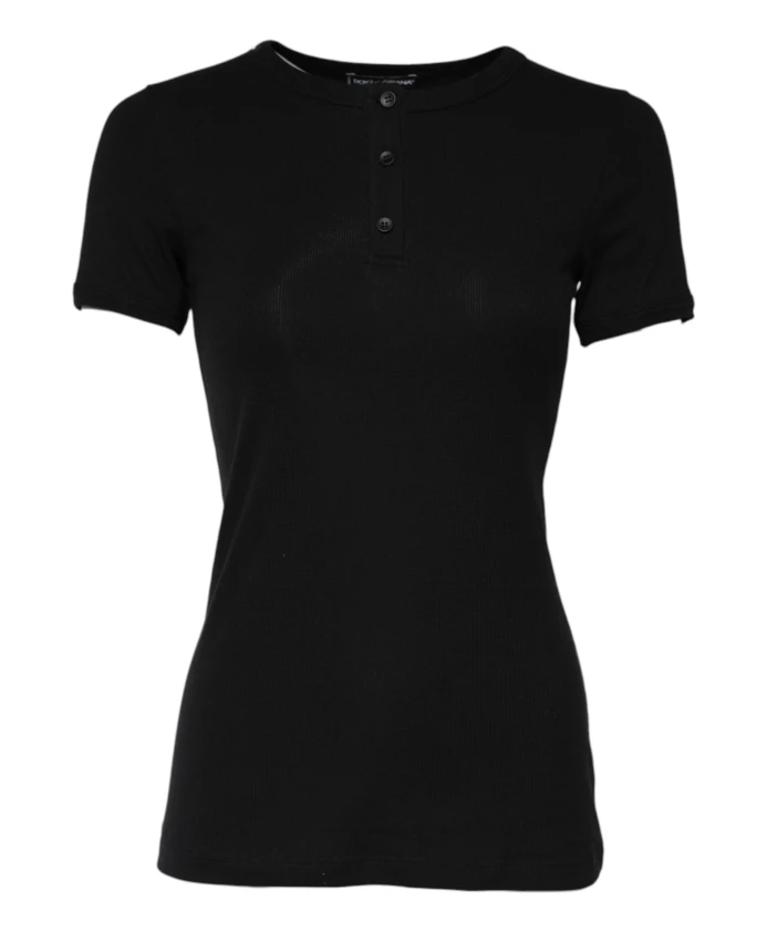 

Черная хлопковая футболка-поло с короткими рукавами Dolce & Gabbana, черный