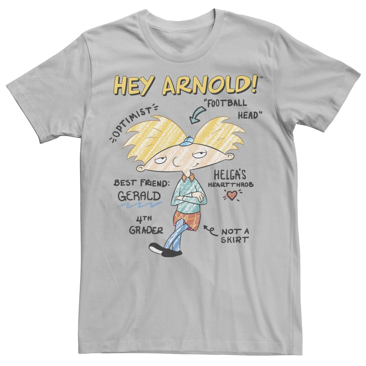 

Мужская футболка Hey Arnold Attribute Diagram Sketch Licensed Character
