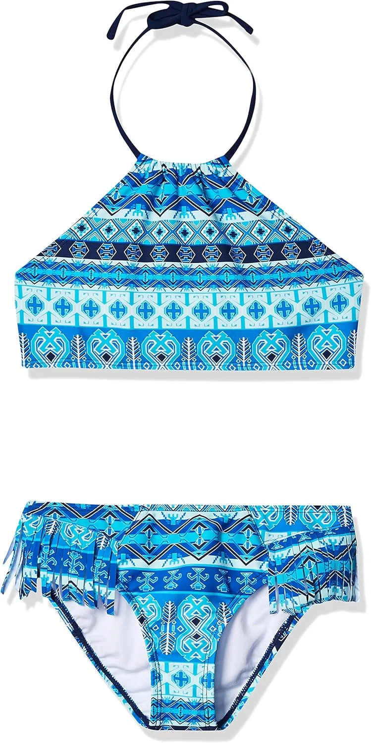 Купальник Kanu Surf Girls Mahina UPF 50+ для пляжного спорта, с завязками на шее, состоящий из двух частей, Mahina Blue