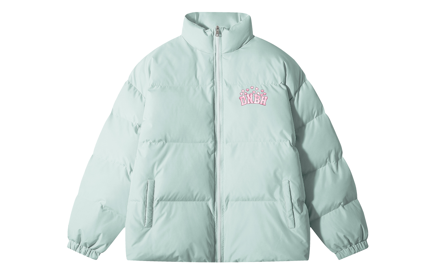 

DNBH Пуховик Unisex, Mint Green Pink Text