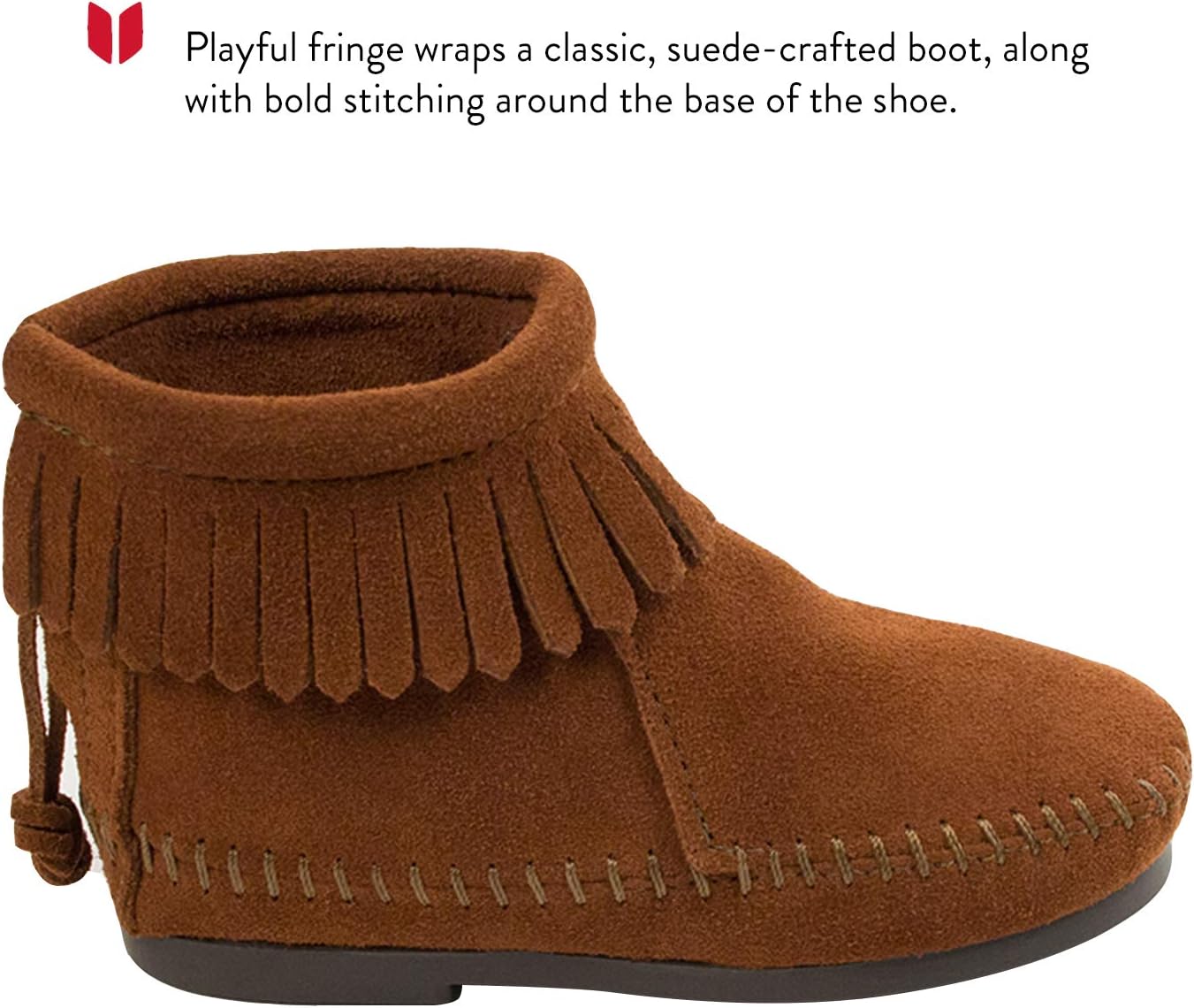 Сапоги Minnetonka с молнией сзади (малыш/маленький ребенок/старший ребенок), коричневые, размер 0 для малышей — фото 2