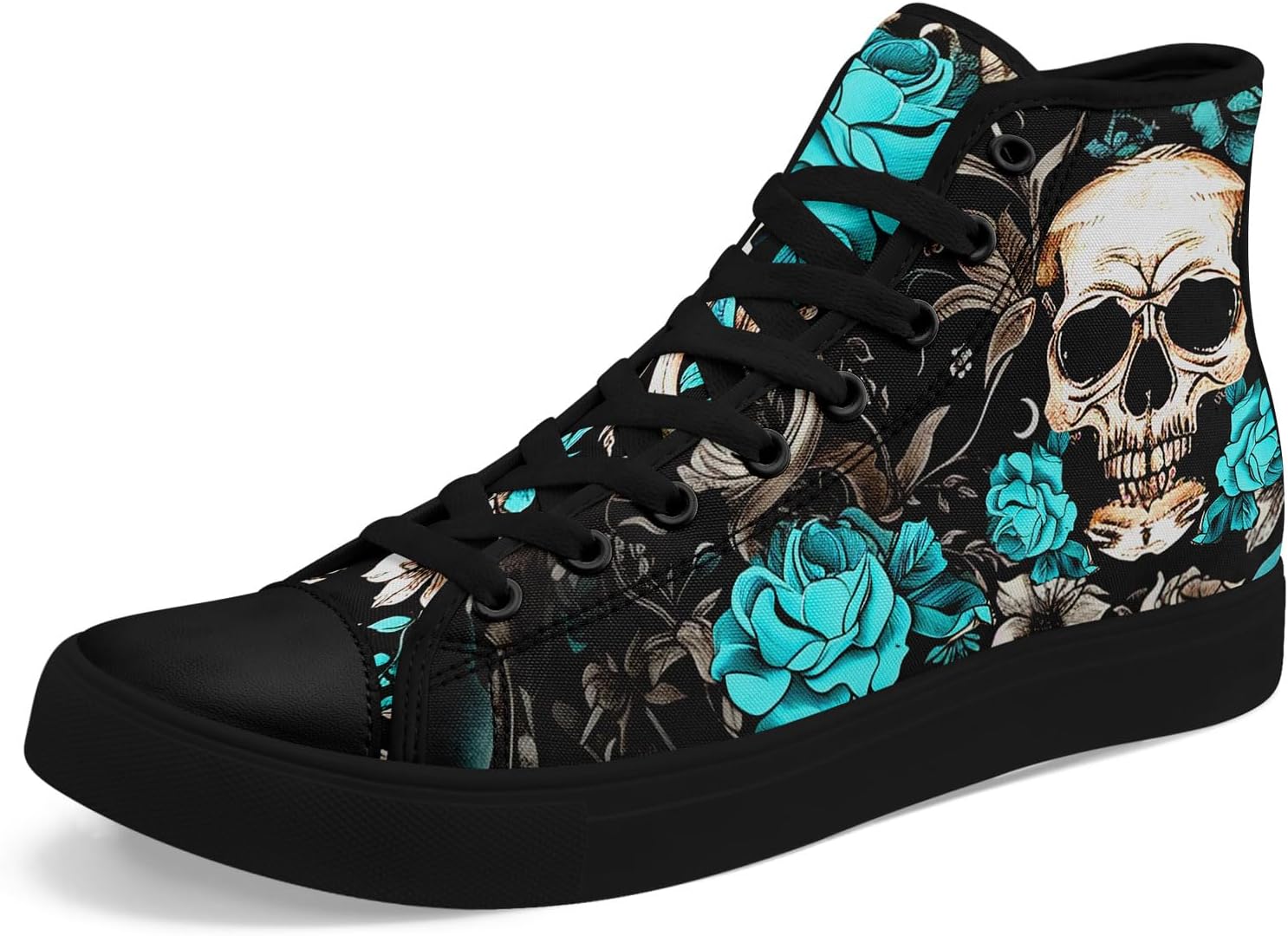 

Крутые настраиваемые высокие кеды с принтом черепа для мужчин и женщин - уникальные яркие высокие кроссовки, удобная повседневная обувь Coolcustomize, белый/зеленый