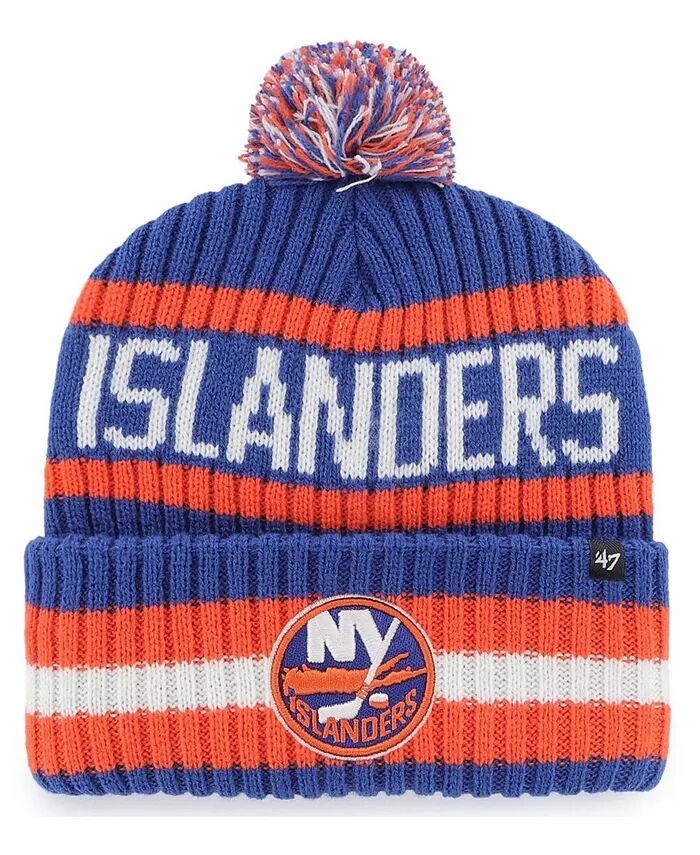 

Мужская вязаная шапка Royal New York Islanders Bering с манжетами и помпоном '47 Brand