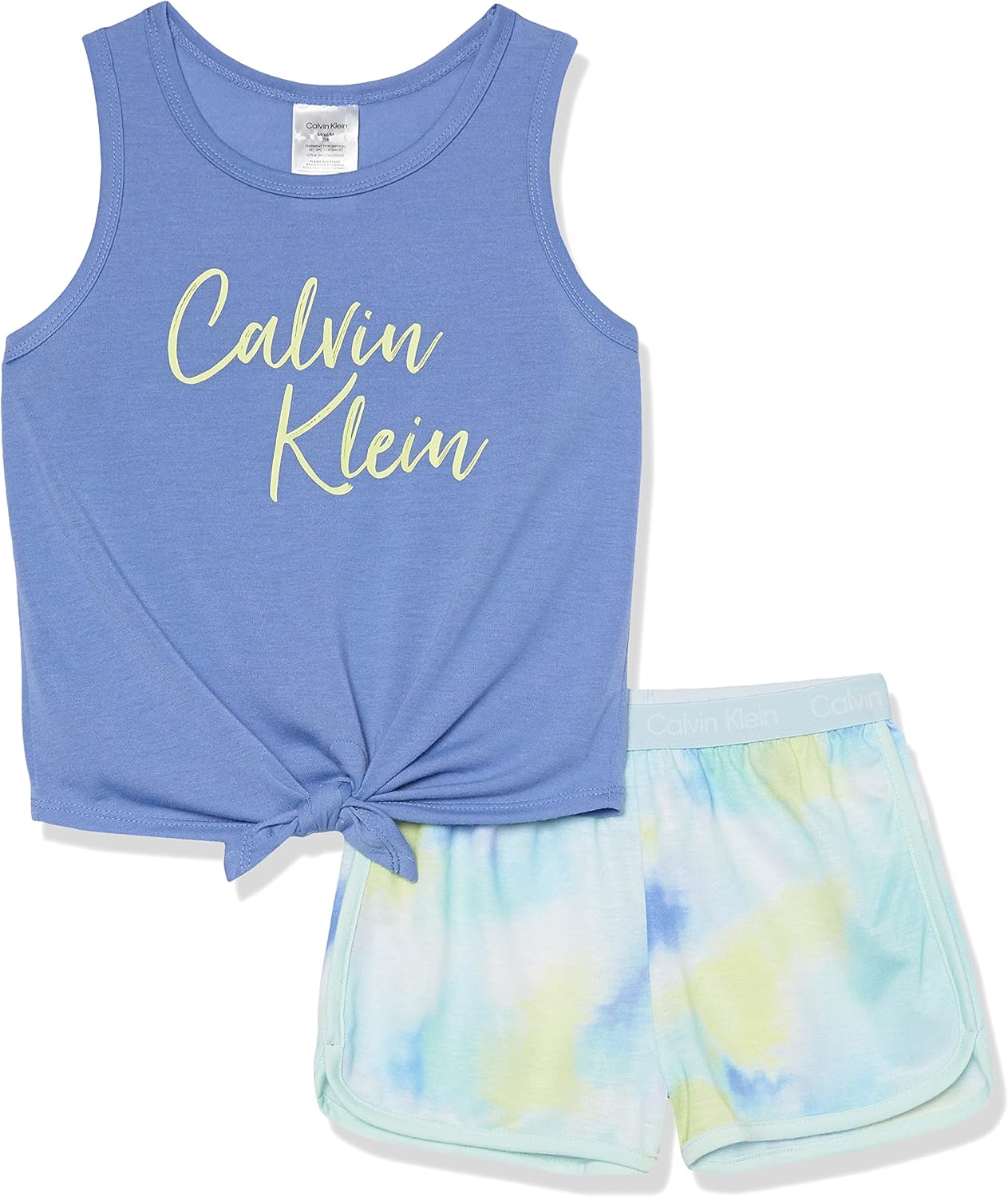

Комплект из двух предметов пижамы Calvin Klein для девочек: футболка и шорты, Tie Dye Mint