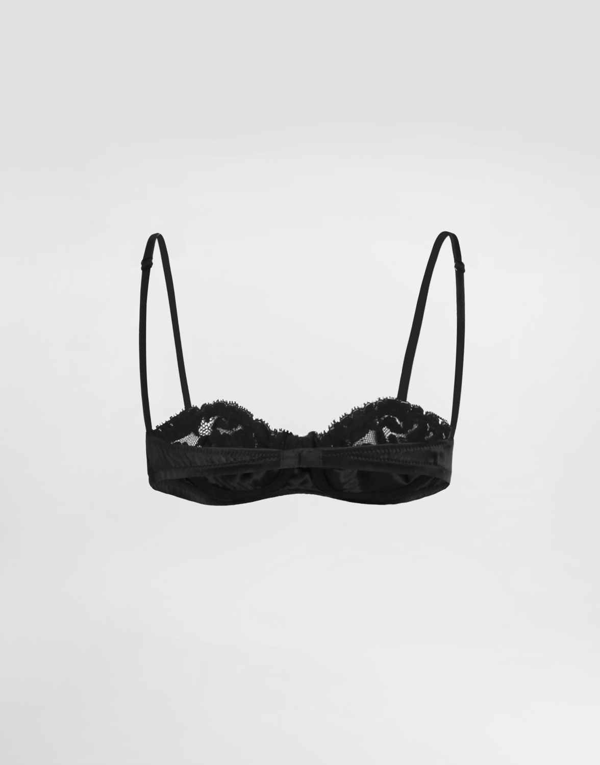 Атласный бюстгальтер-балконет с кружевом Dolce & Gabbana, черный — фото 2