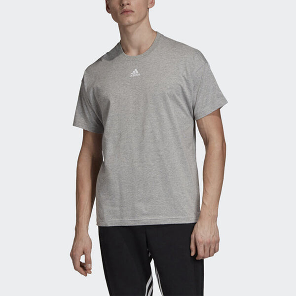 Футболка logo printing stripe causual ventilate male grey Adidas, серый — фото 3