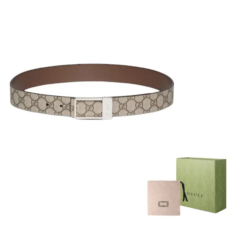

GUCCI Пряжка прямоугольная реверсивный ремень, Beige