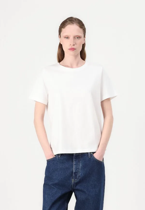 Гладкая футболка с круглым вырезом, базовая футболка Calvin Klein, Bright White — фото 4