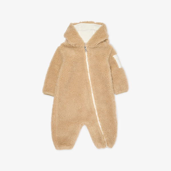 

Комбинезон утепленный Moncler с капюшоном и длинными рукавами, коричневый