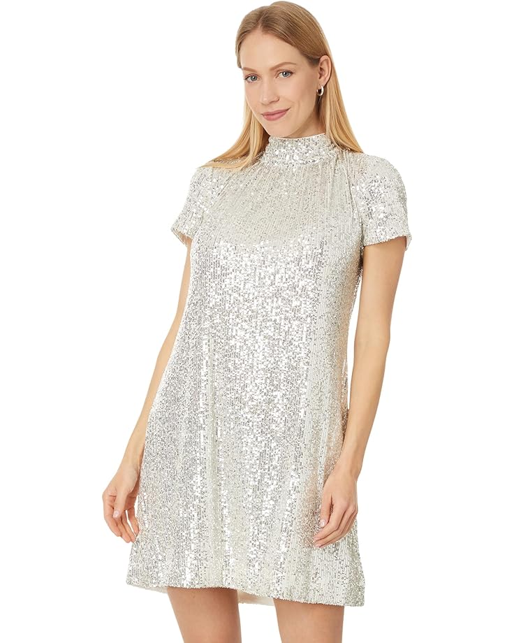 

Платье CeCe S/S Mock Nk Sequin A-Line Dress W/ Back Bow 246, цвет Champagne