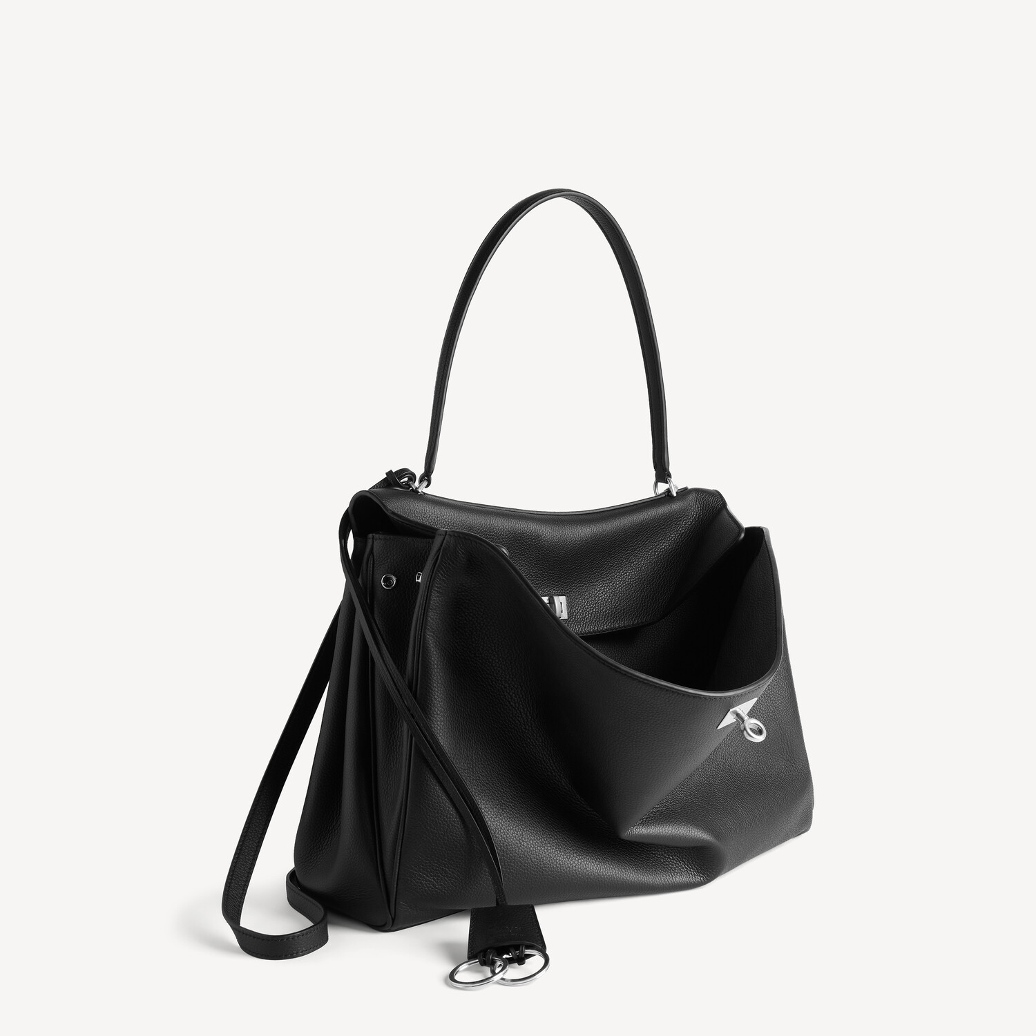 BALENCIAGA Сумка Rodeo, большая, из зернистой телячьей кожи, черная — фото 2