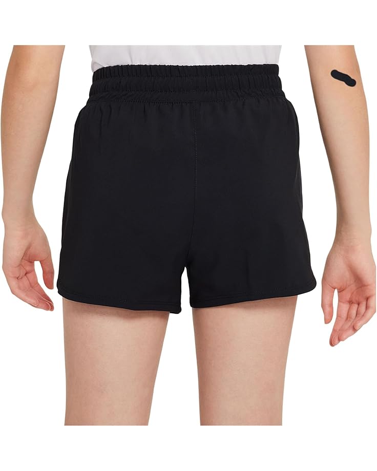 Шорты Nike Kids Dri-FIT One Woven High-Waisted Training Shorts, черный/белый — фото 2