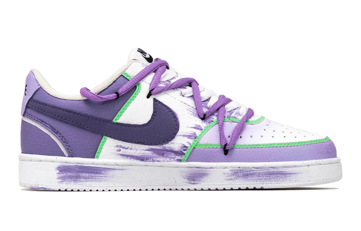 Nike Court Vision 1 Warrior Slip Resistant Abrasion Resistant низкие кроссовки для скейтбординга мужские белые фиолетовые — фото 3