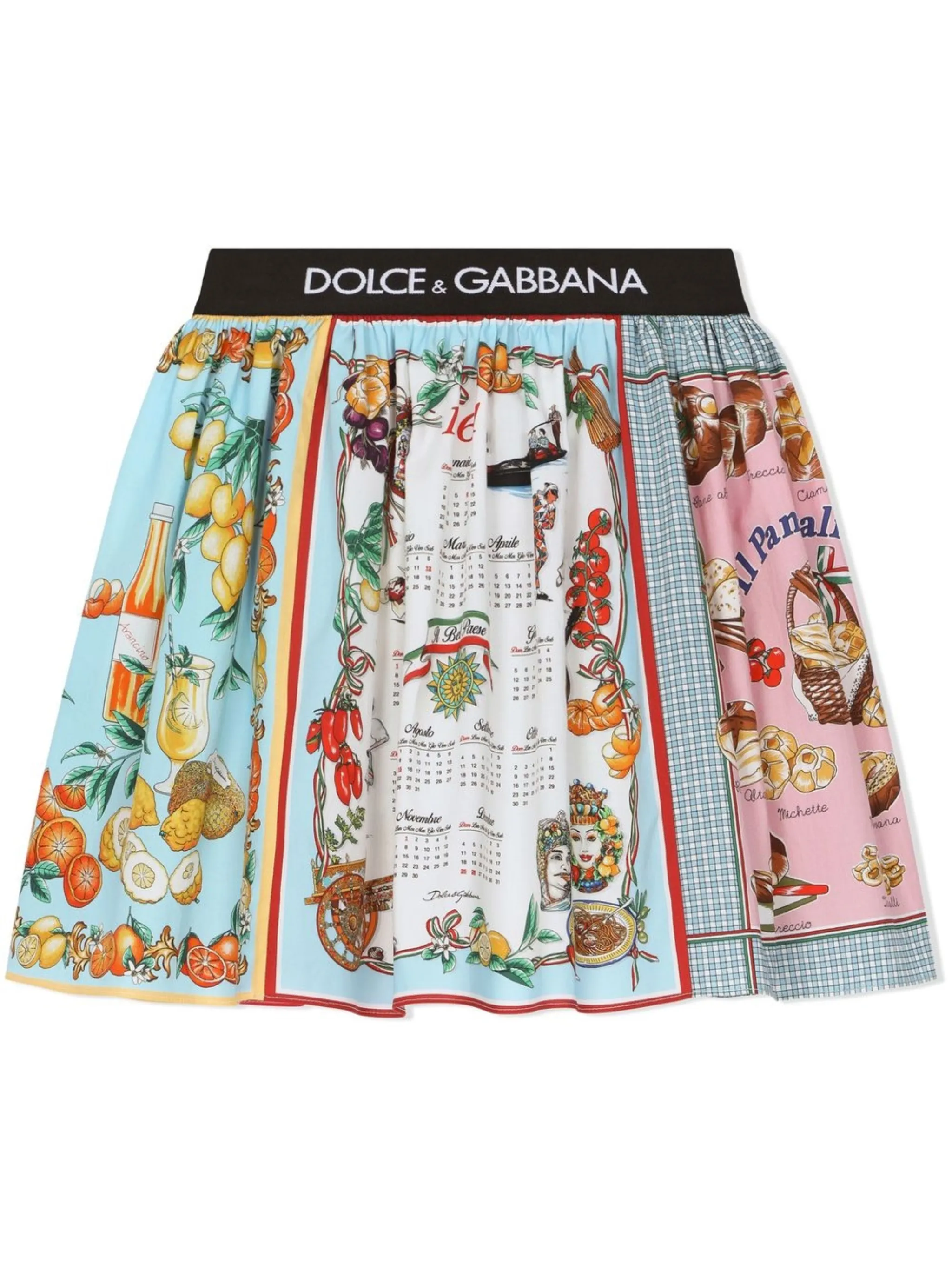 

Юбка с графичным принтом и логотипом Dolce & Gabbana Kids, синий