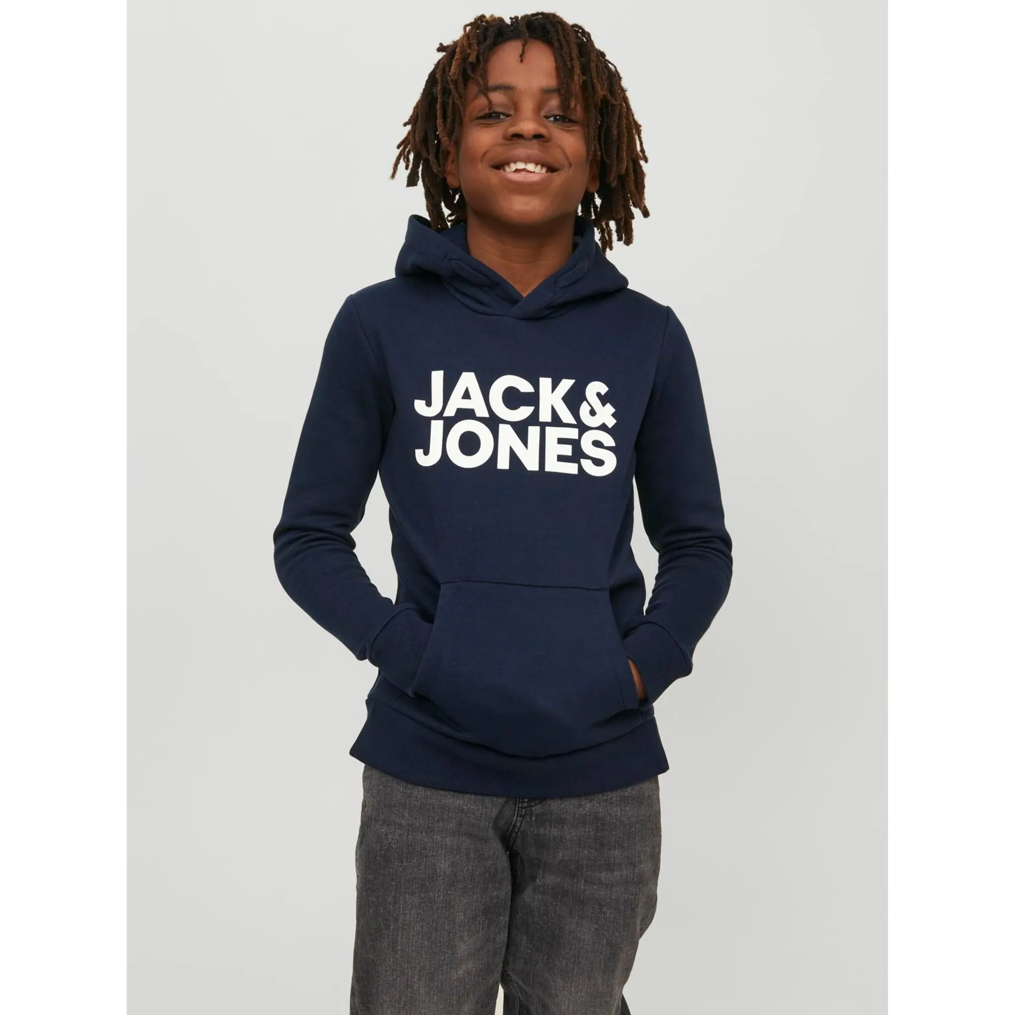 Детская толстовка с капюшоном Jack & Jones "JJECORP LOGO SWEAT HOOD" Jack & Jones Junior, синий