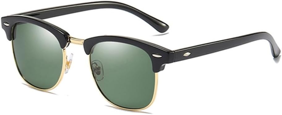 

Классические солнцезащитные очки в полуободковой оправе с поляризацией для мужчин и женщин, ретро-стиль, с заклепками, маленькие солнцезащитные очки для мужчин, черные, с антибликовым покрытием VFDHN, Black Dark Green