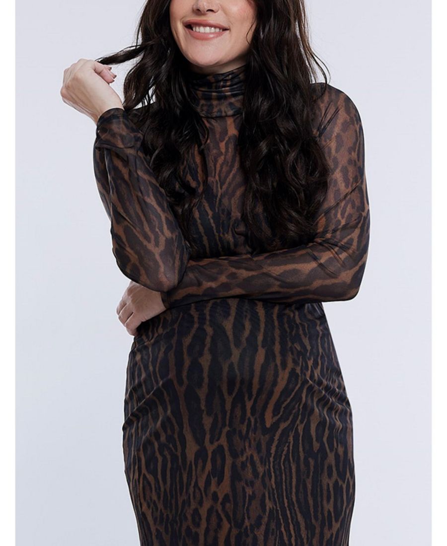 

Облегающий сетчатый топ с длинными рукавами для беременных - Материнство Motherhood Maternity, Animal