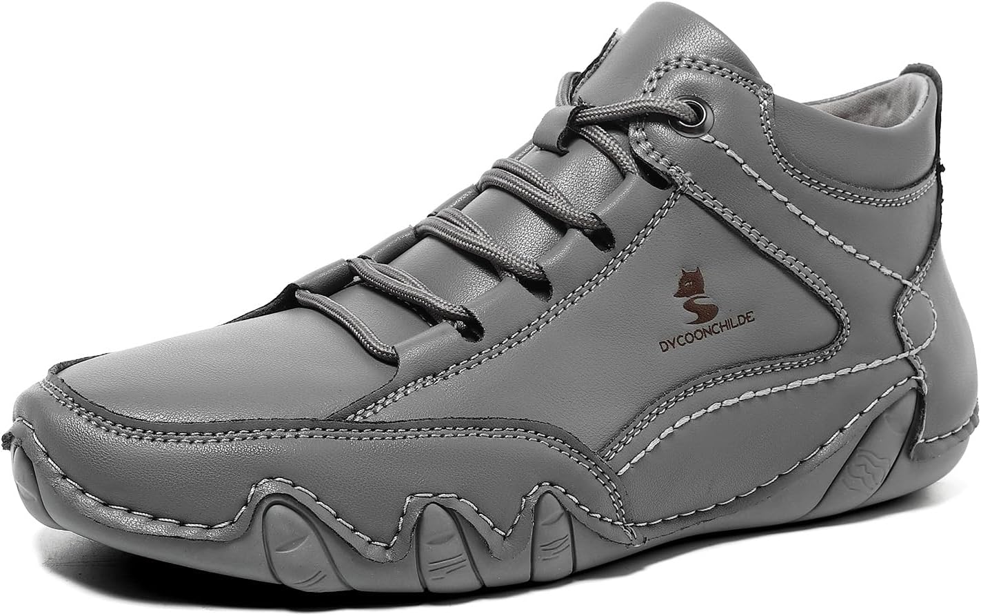 

Мужские кожаные ботинки Qacksv до середины икры. Классические повседневные ботинки, удобные ботинки до щиколотки с противоскользящей подошвой, прочные стильные ботильоны для улицы, серый