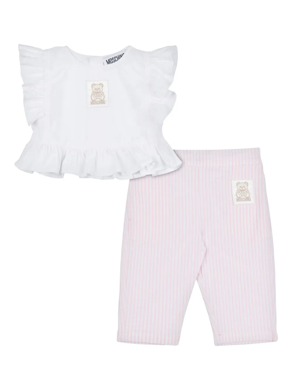 

Комплект из топа и брюк с нашивкой-логотипом Moschino Kids, розовый