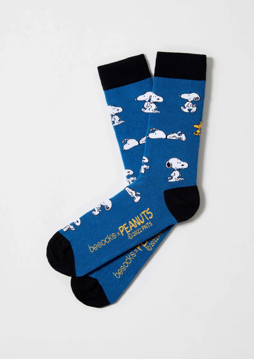 

Высокие носки унисекс Snoopy из органического хлопка серого цвета Besocks, синий
