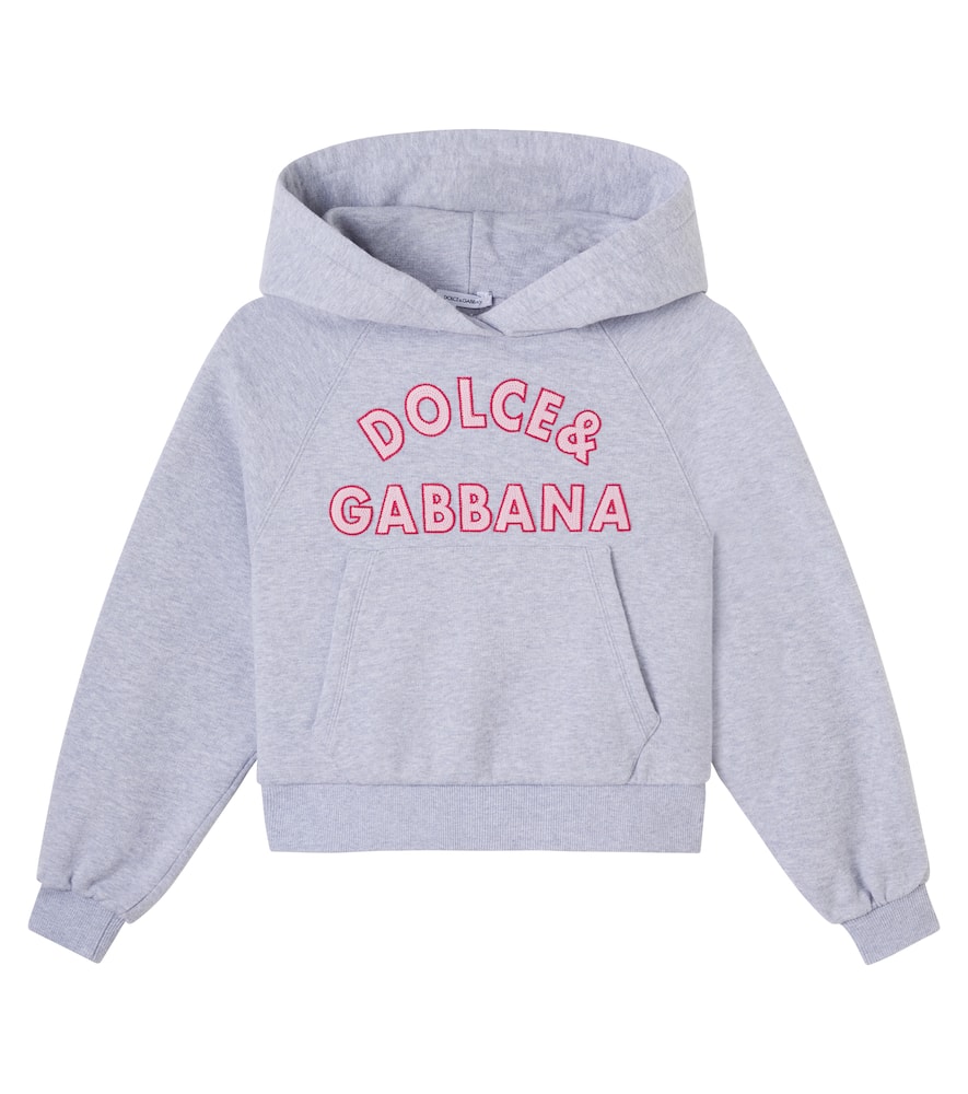 

Худи с вышитым логотипом из хлопка Dolce&Gabbana Kids, Melange Grigi