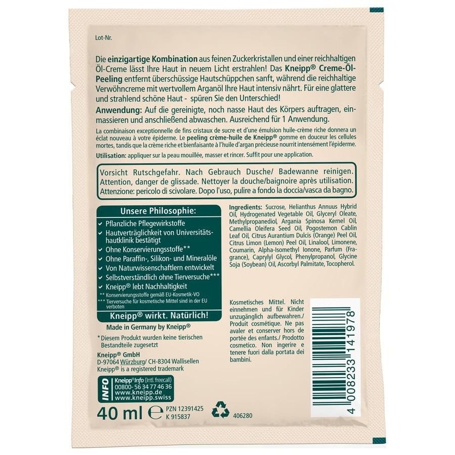 Скраб для тела verwöhnendes creme-öl-peeling - kamelie & argan Kneipp, объем 40 мл — фото 2