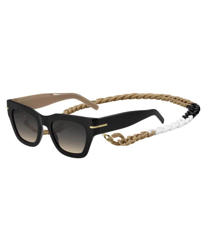 

Солнцезащитные очки с цепочкой, черные, бежевые/коричневые, тонированные Hugo, черный