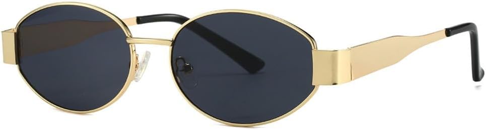 

Металлические овальные солнцезащитные очки для женщин и мужчин. Стильные, гламурные, дизайнерские солнцезащитные очки унисекс с защитой от УФ-излучения UV400 UJNHGQ, Golden Black