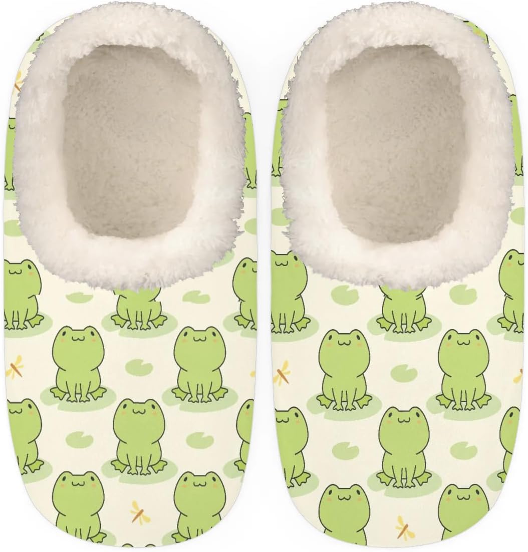 

Тапочки Pardick для женщин и мужчин, теплые пушистые домашние тапочки с рисунком тыквы и призрака, противоскользящие, уютные и мягкие, для улицы и дома, в парном стиле, повседневная обувь, Frog