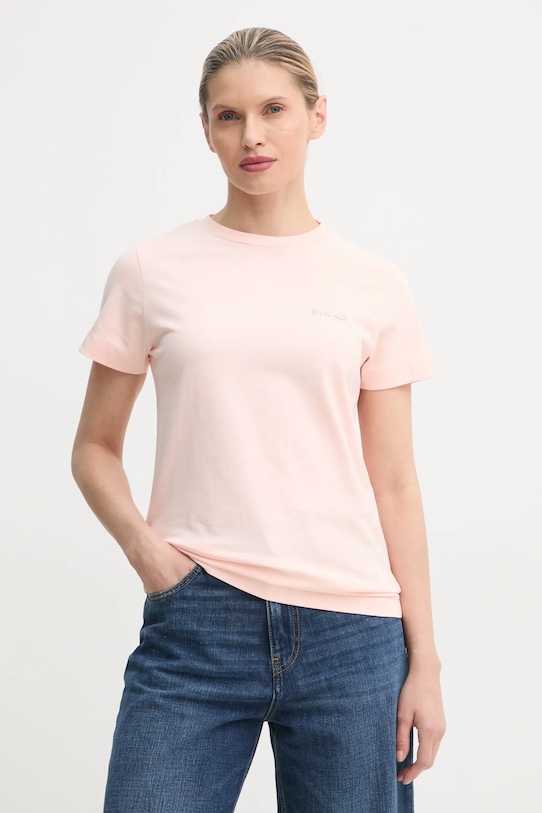 

Хлопковая футболка Pinko, розовый