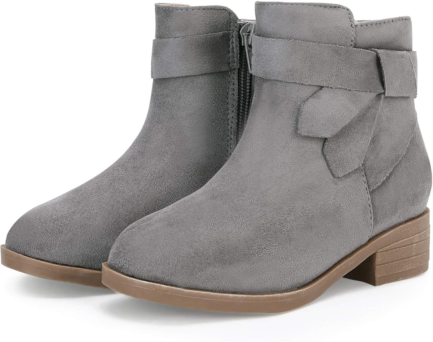 

Детские ботинки PiePieBuy для девочек с узлом на щиколотке, массивным низким каблуком, стиль Челси, зимние с молнией, Grey