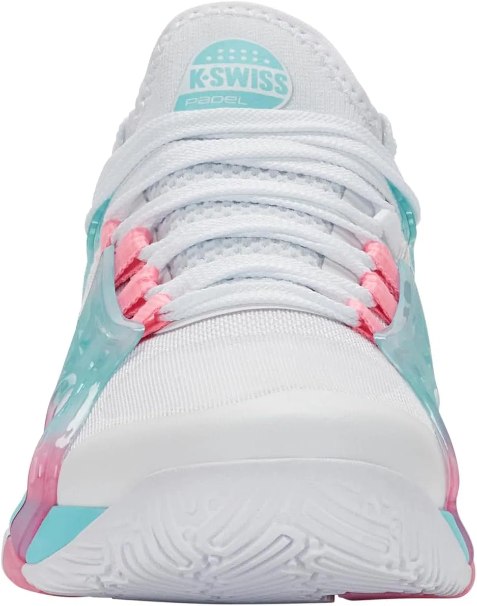 Кроссовки для падел тенниса K-Swiss, белый/софт-неон-блю/неон-баббл-гам — фото 2