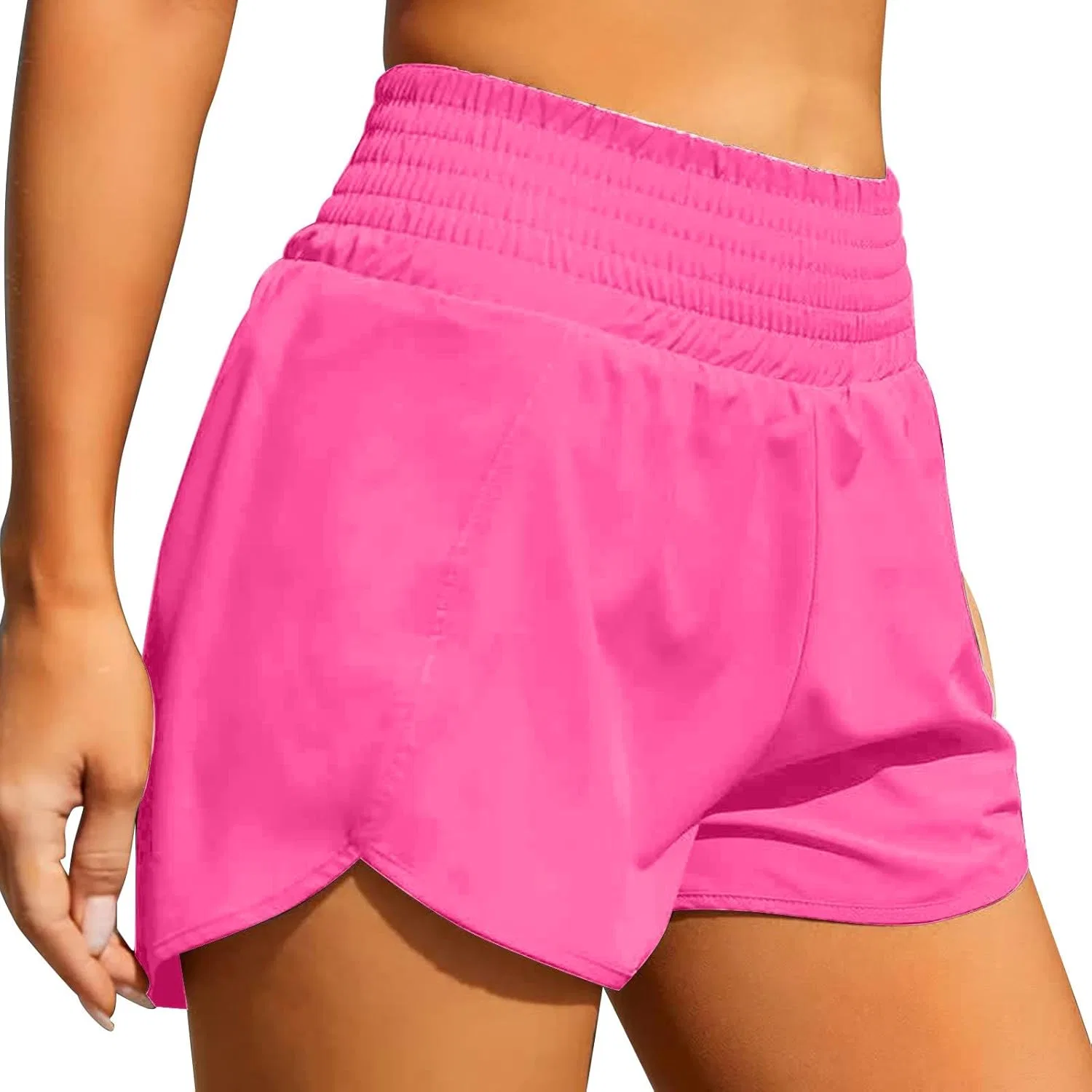Женские шорты для бега и йоги, высокие, Hot Pink — фото 2