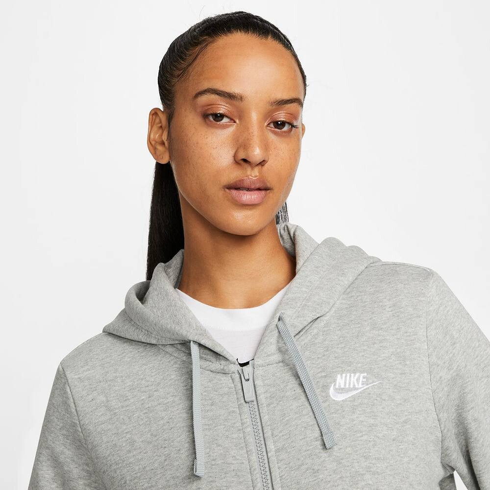 Женская флисовая худи с молнией во всю длину Nike Sportswear Club, цвет Birch Heather — фото 3