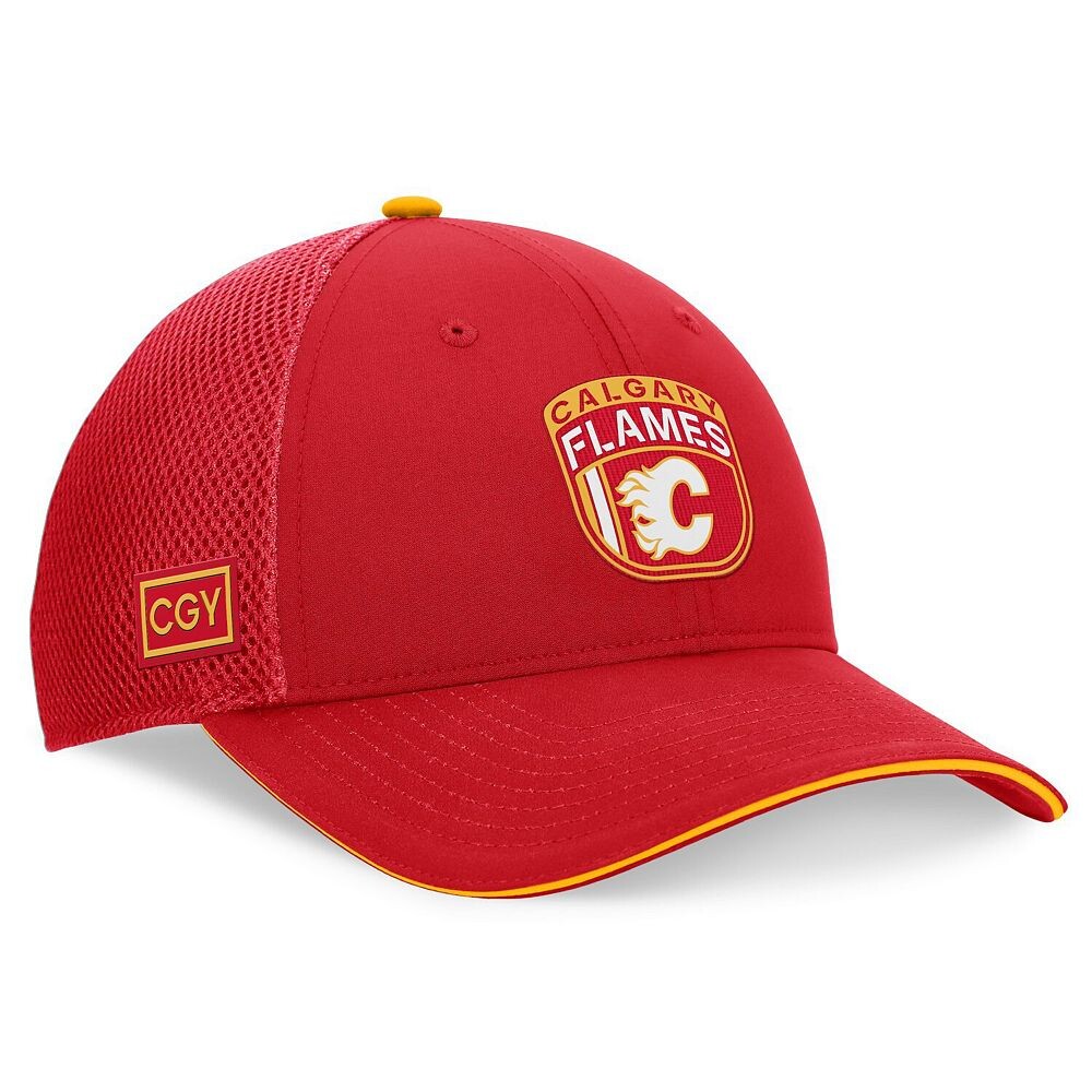 

Мужская регулируемая кепка Fanatics Red Calgary Flames для драфта НХЛ 2024 года на сцене Trucker Fanatics Brands - White Label, цвет Flm Red