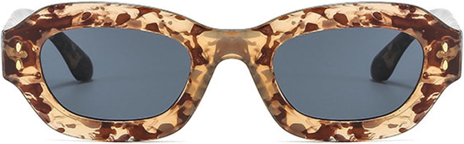 

Солнцезащитные очки Willochra Fashion Polygon Square для женщин, ретро-стиль 90-х, узкие градиентные, защита от УФ-излучения UV400, для мужчин, зеленые с леопардовым принтом, C2