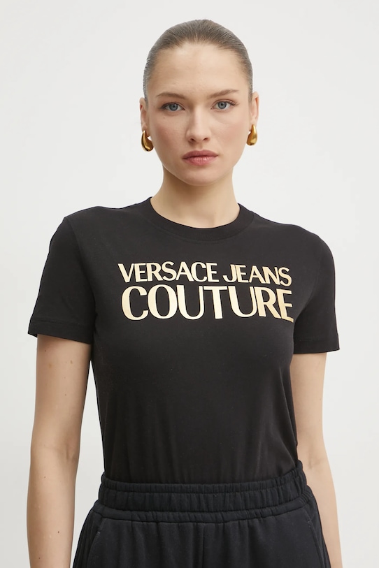 

Хлопковая футболка Versace Jeans Couture, черный