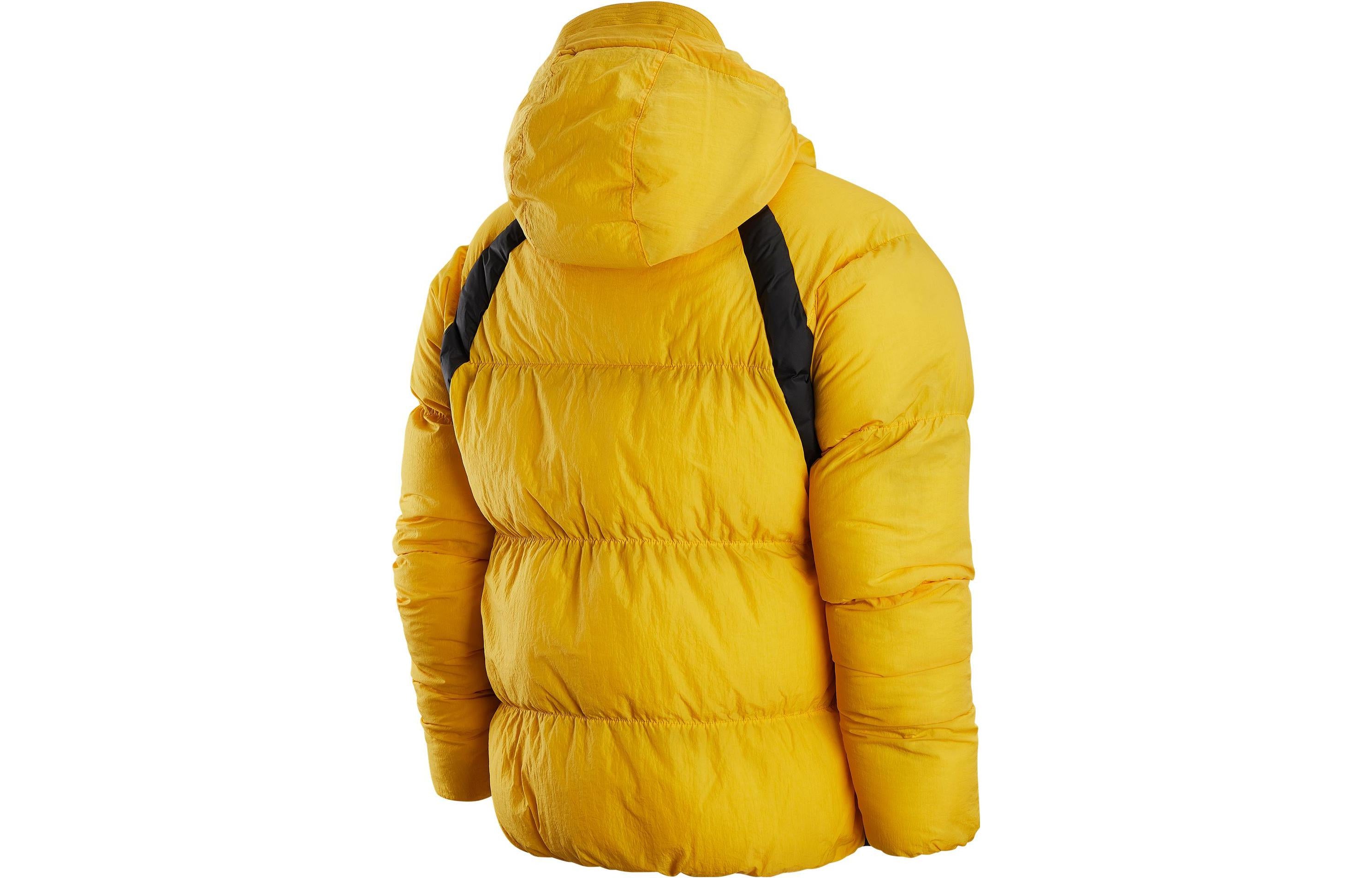 Мужская зимняя куртка Air Jordan Wide Stripe Zipper Hooded, желтая, на молнии, модель — фото 2