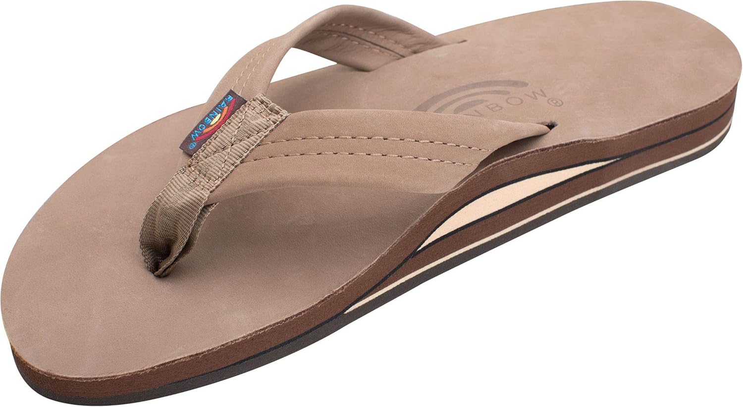

Мужские сандалии Rainbow с двойным слоем кожи и поддержкой свода стопы Rainbow Sandals, темно-коричневый