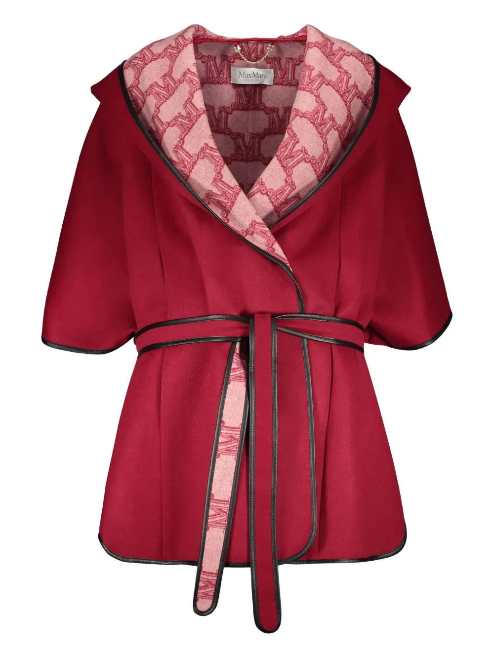 

Накидка с капюшоном и поясом MAX MARA, красный