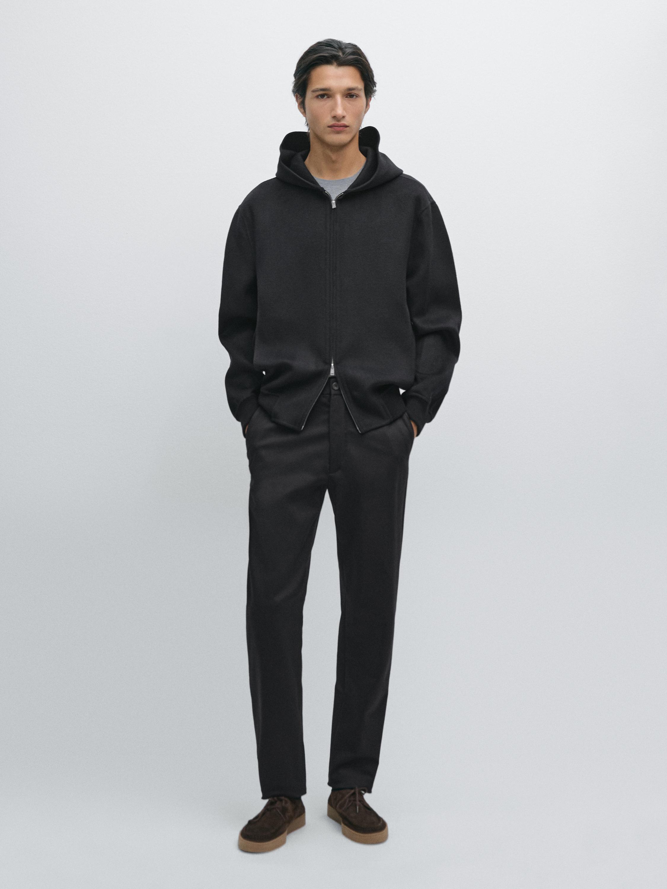 

Узкие брюки из хлопковой смесовой ткани Massimo Dutti, темно-синий