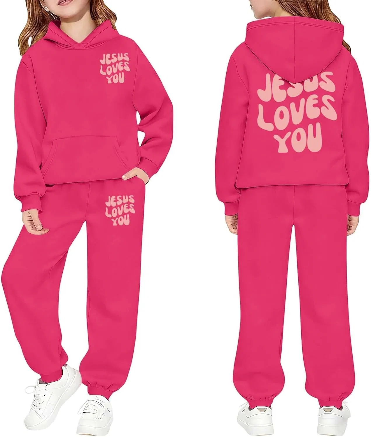 Детский спортивный костюм с принтом Trust in The Lord Jesus, 2 предмета, Z02 Hot Pink