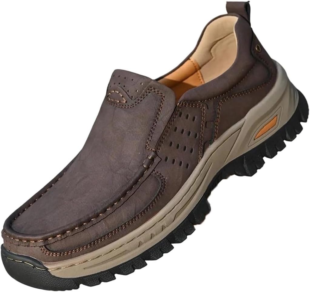 

Мужские кожаные повседневные туфли слипоны для комфорта, бизнес, повседневная обувь для работы на улице Generic, темно-коричневый