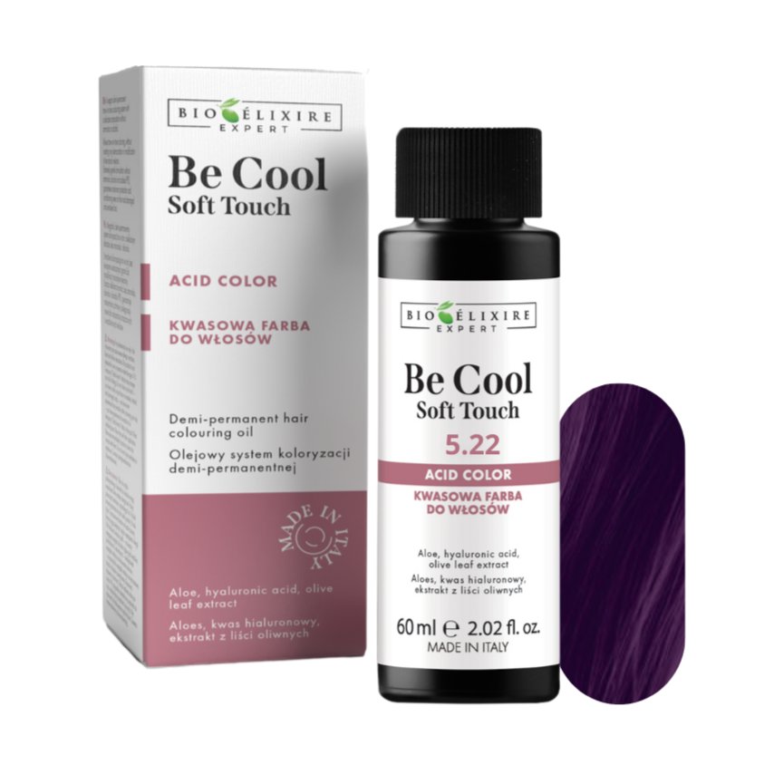 

BIOELIXIRE Кислотная краска для волос Be Cool SOFT TOUCH - 5.22 Светло-интенсивный ирисовый каштан - 60 мл